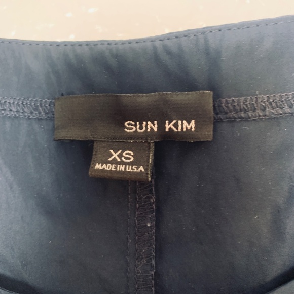 Sun Kim Dress XS Navy Blue Parachute Bubble Hem Lagenlook Artsy Modest - Picture 3 of 11